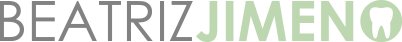 logotipo de Beatriz Jimeno, texto en gris y verde y al final el icono de diente en blanco dentro de un círculo verde